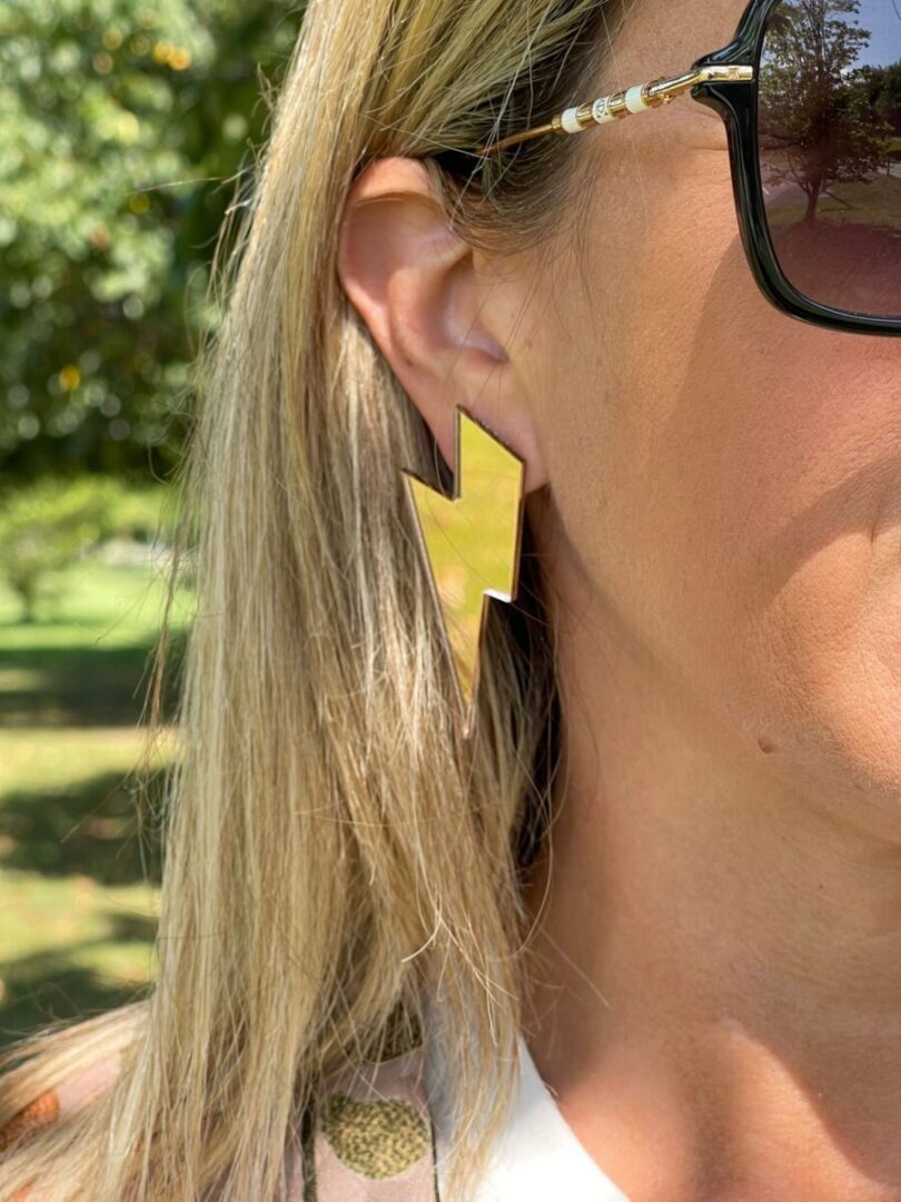 Pendientes Rayo All espejo dorado