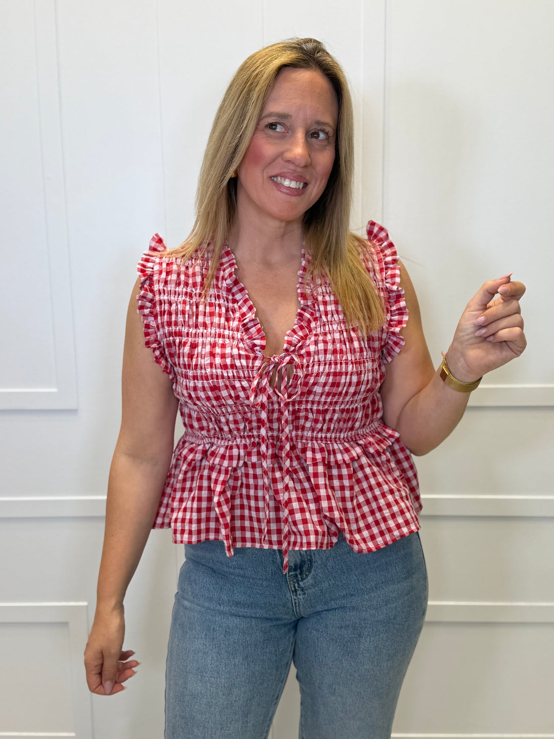 Blusa Luriezo Vichy roja