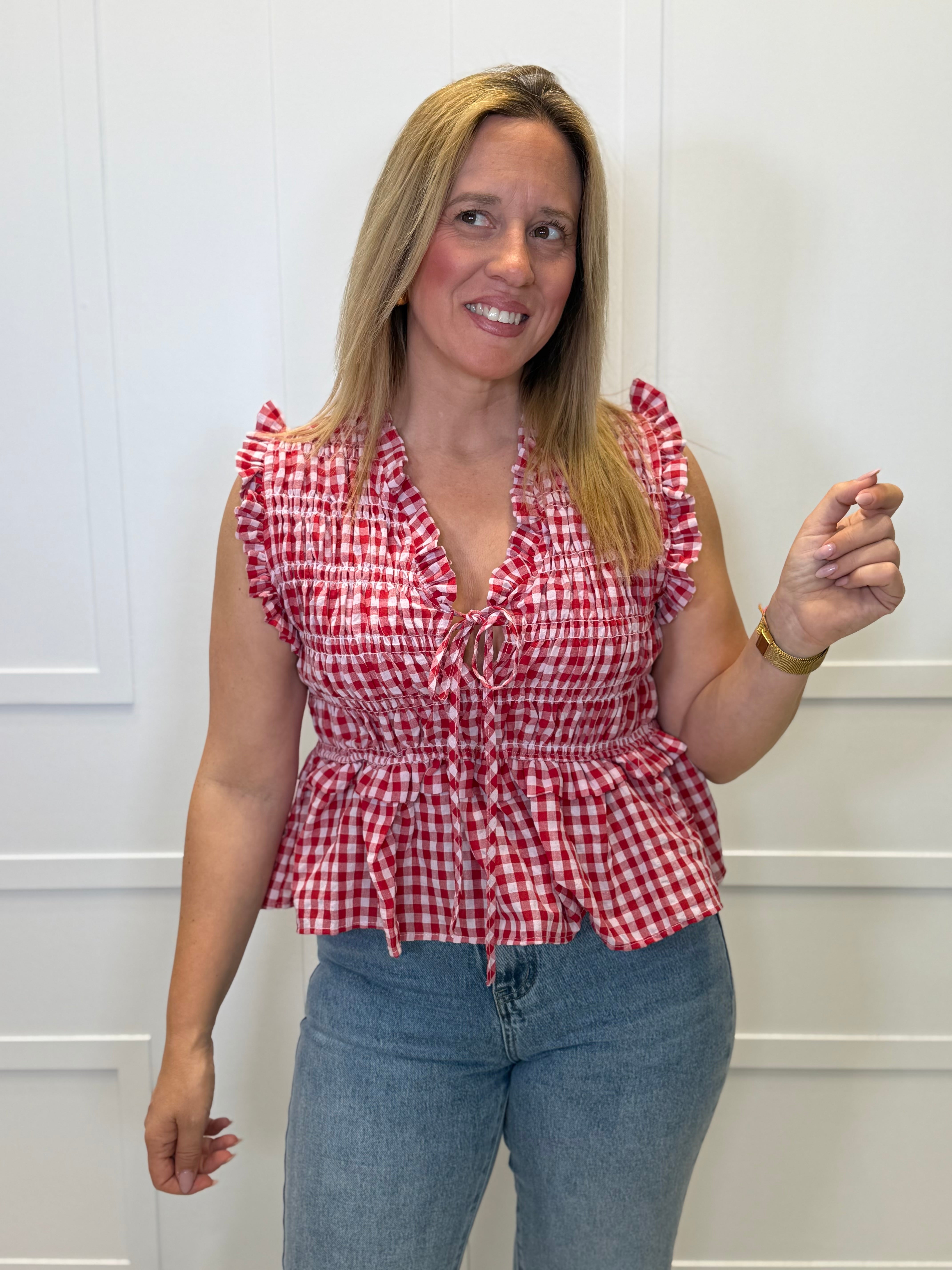 Blusa Luriezo Vichy roja