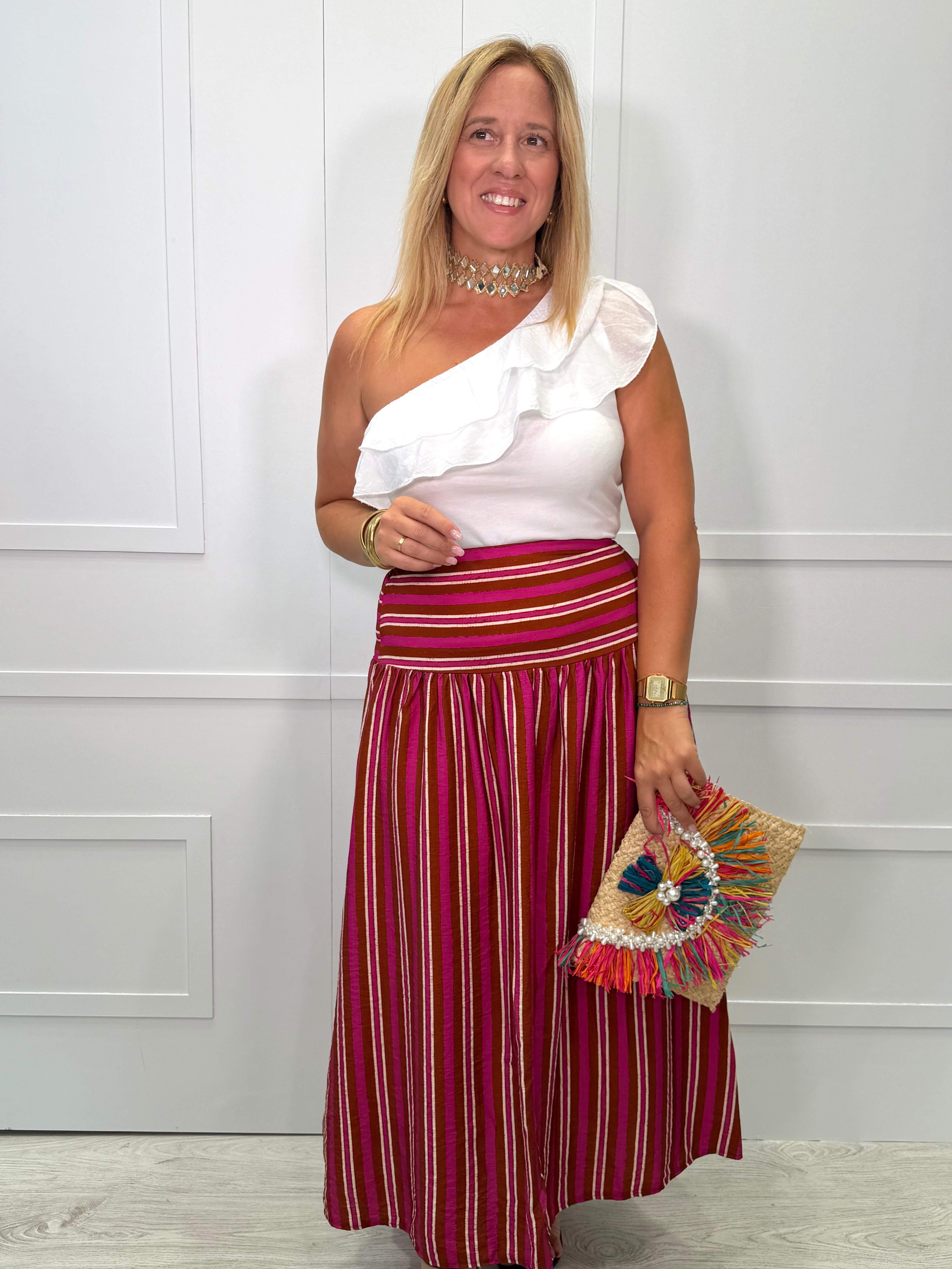 Falda Polientes Fucsia