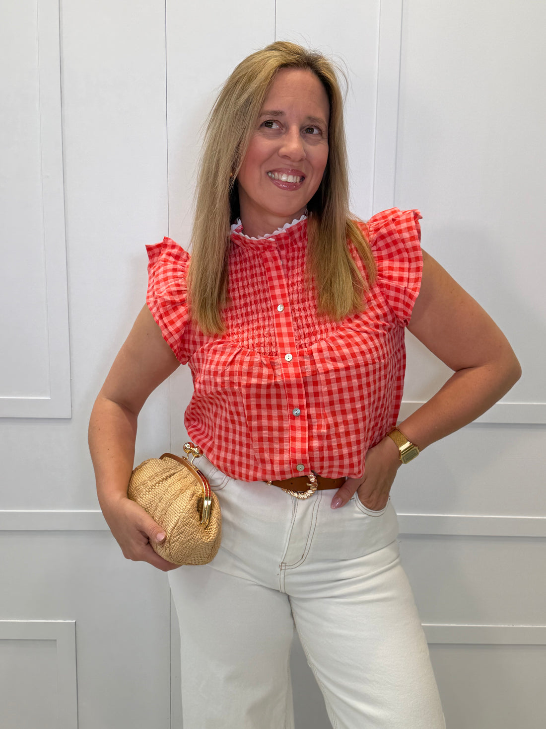 Blusa Tudes Vichy Naranja