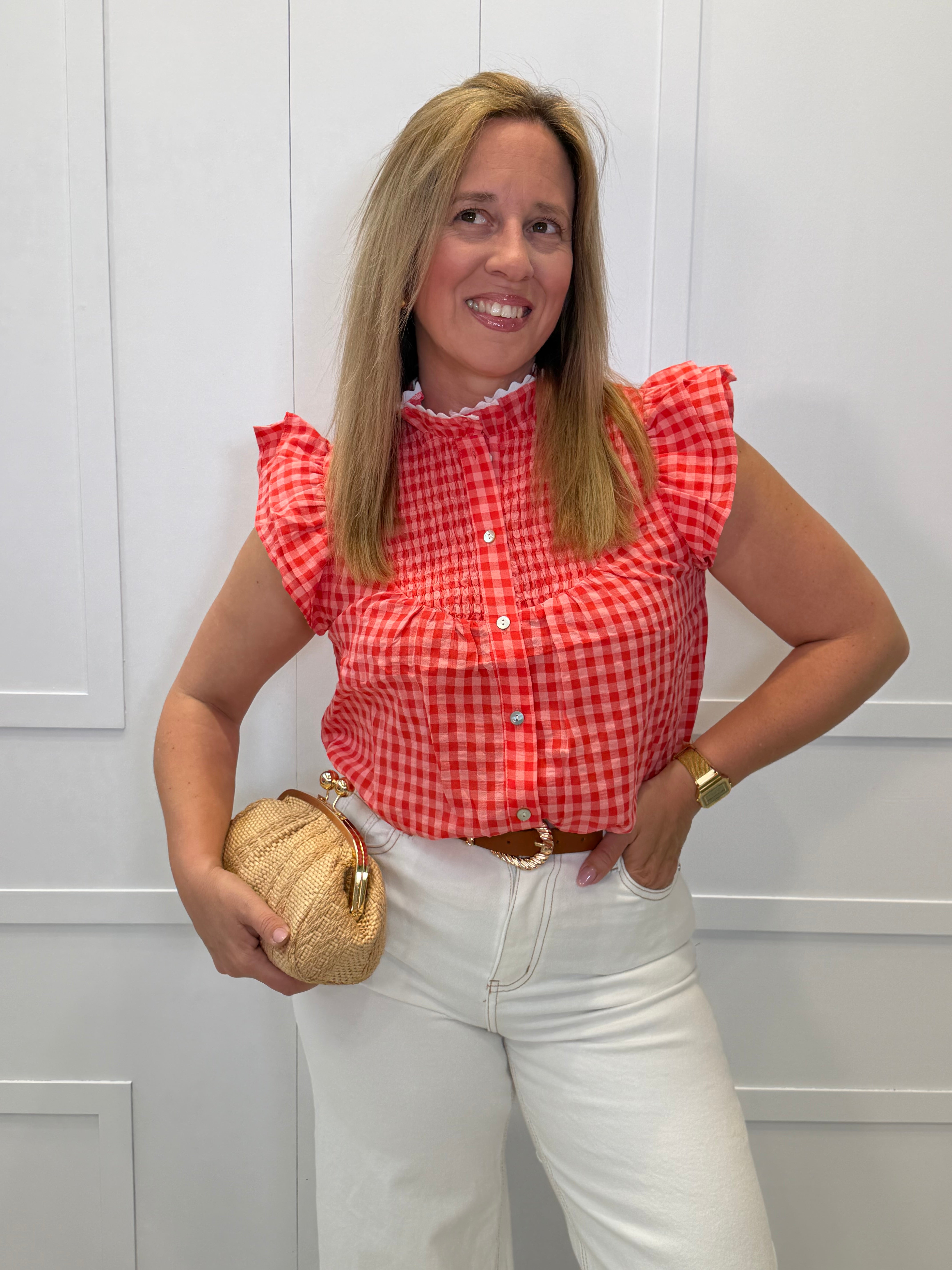 Blusa Tudes Vichy Naranja