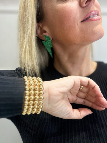 Pendientes All Rayo verde Glitter