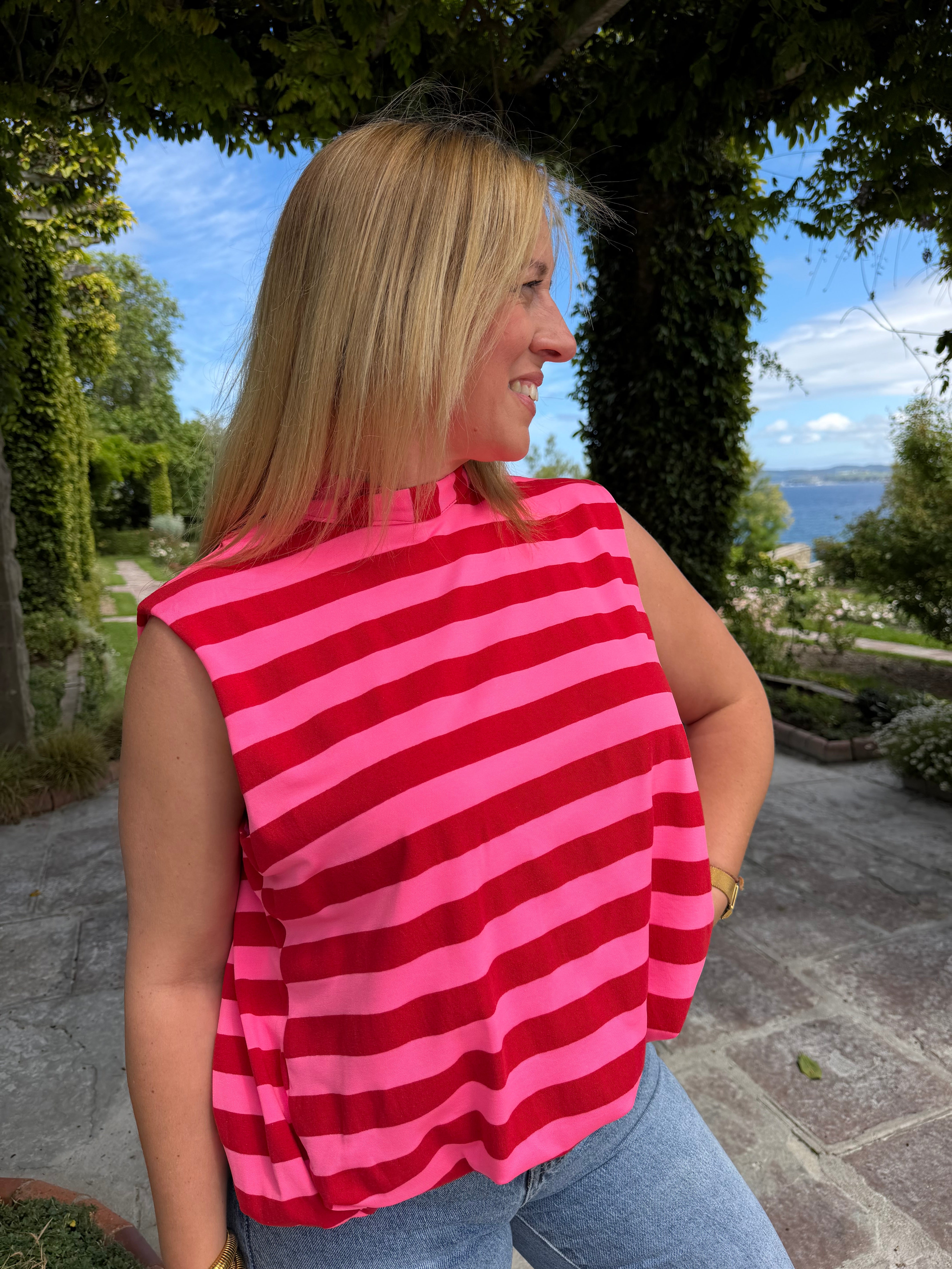 Blusa Rasines Rayas Rosa