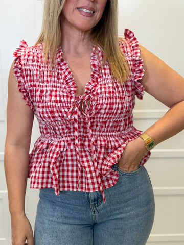 Blusa Luriezo Vichy roja