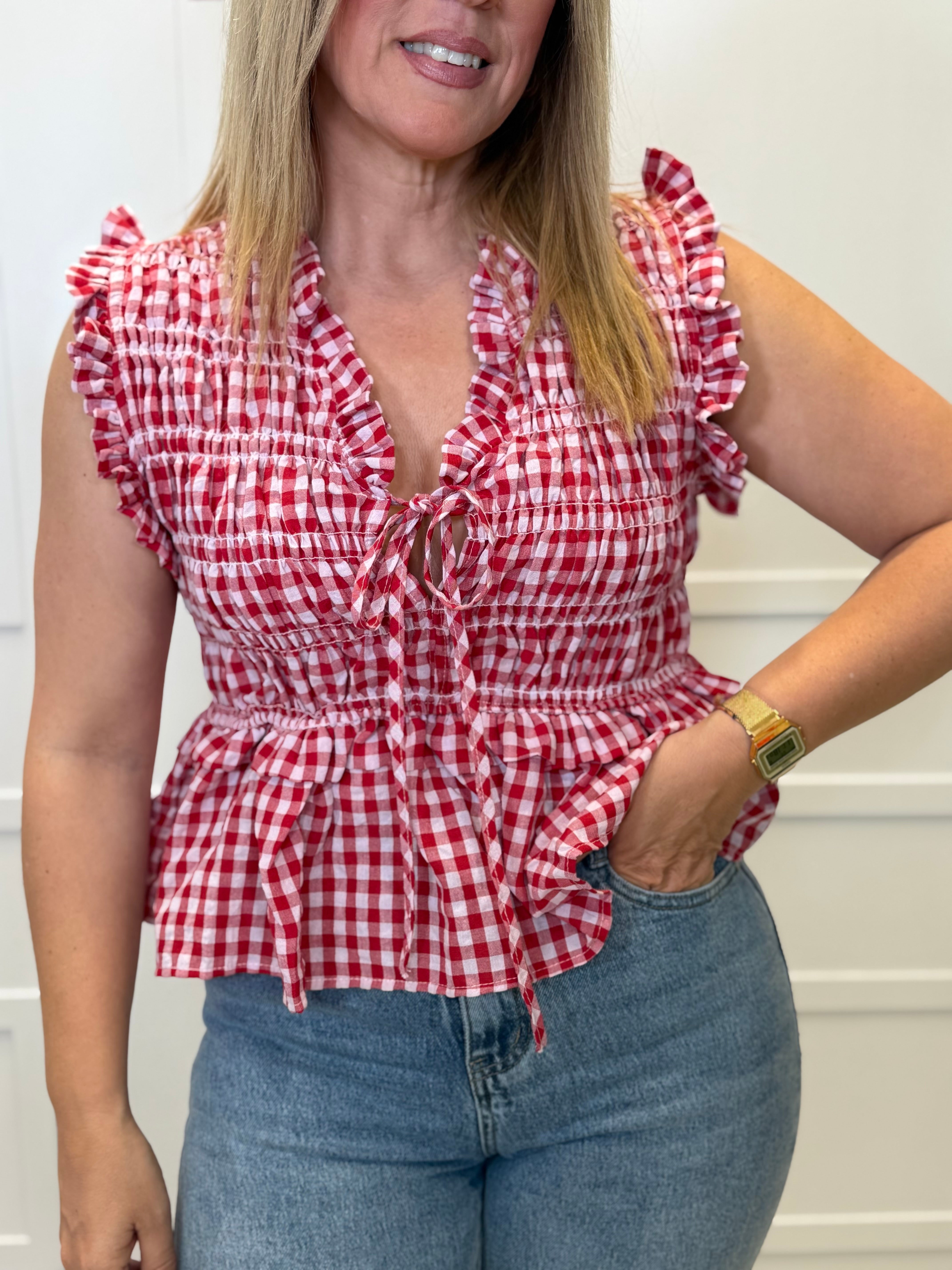 Blusa Luriezo Vichy roja