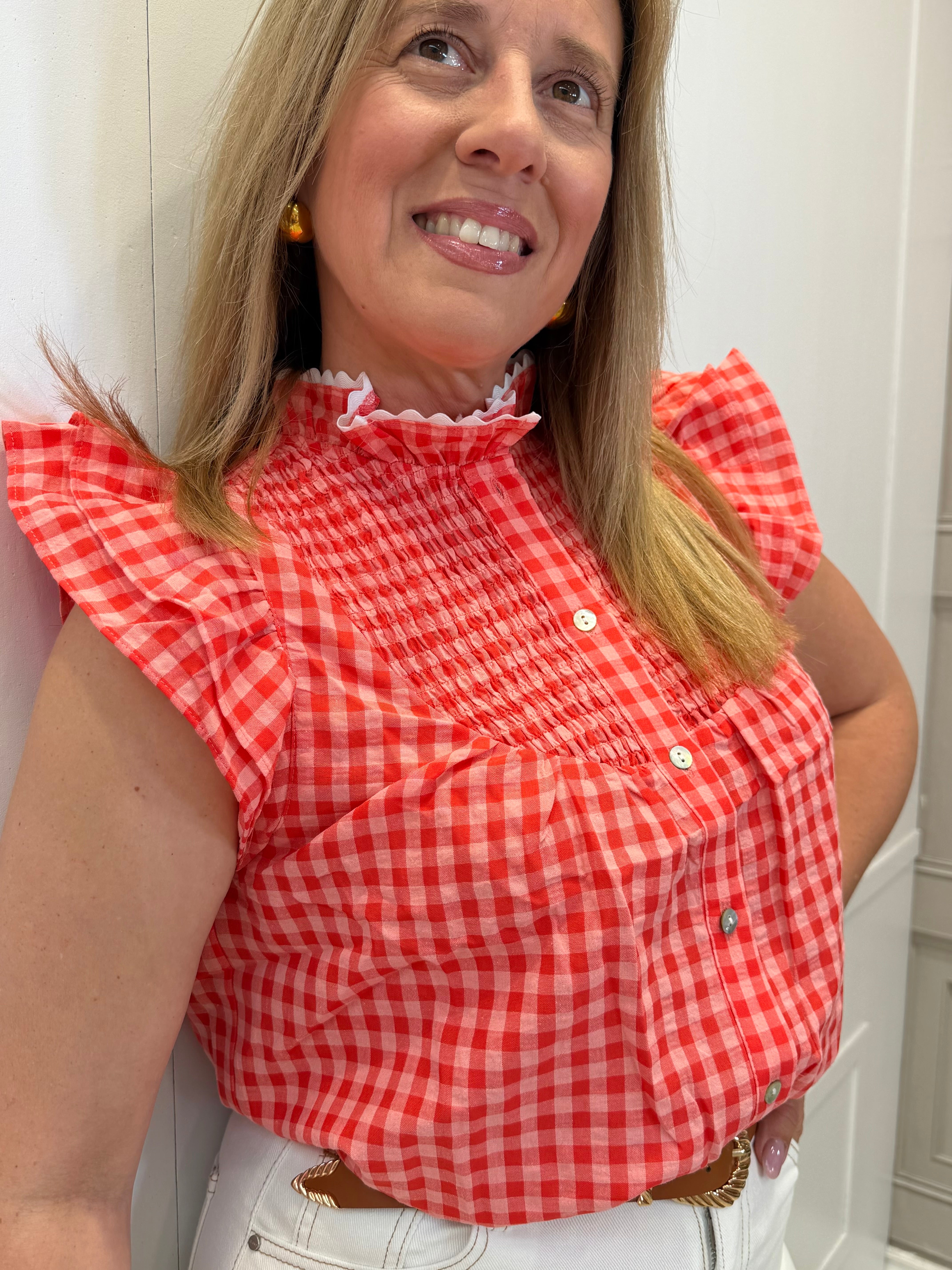 Blusa Tudes Vichy Naranja