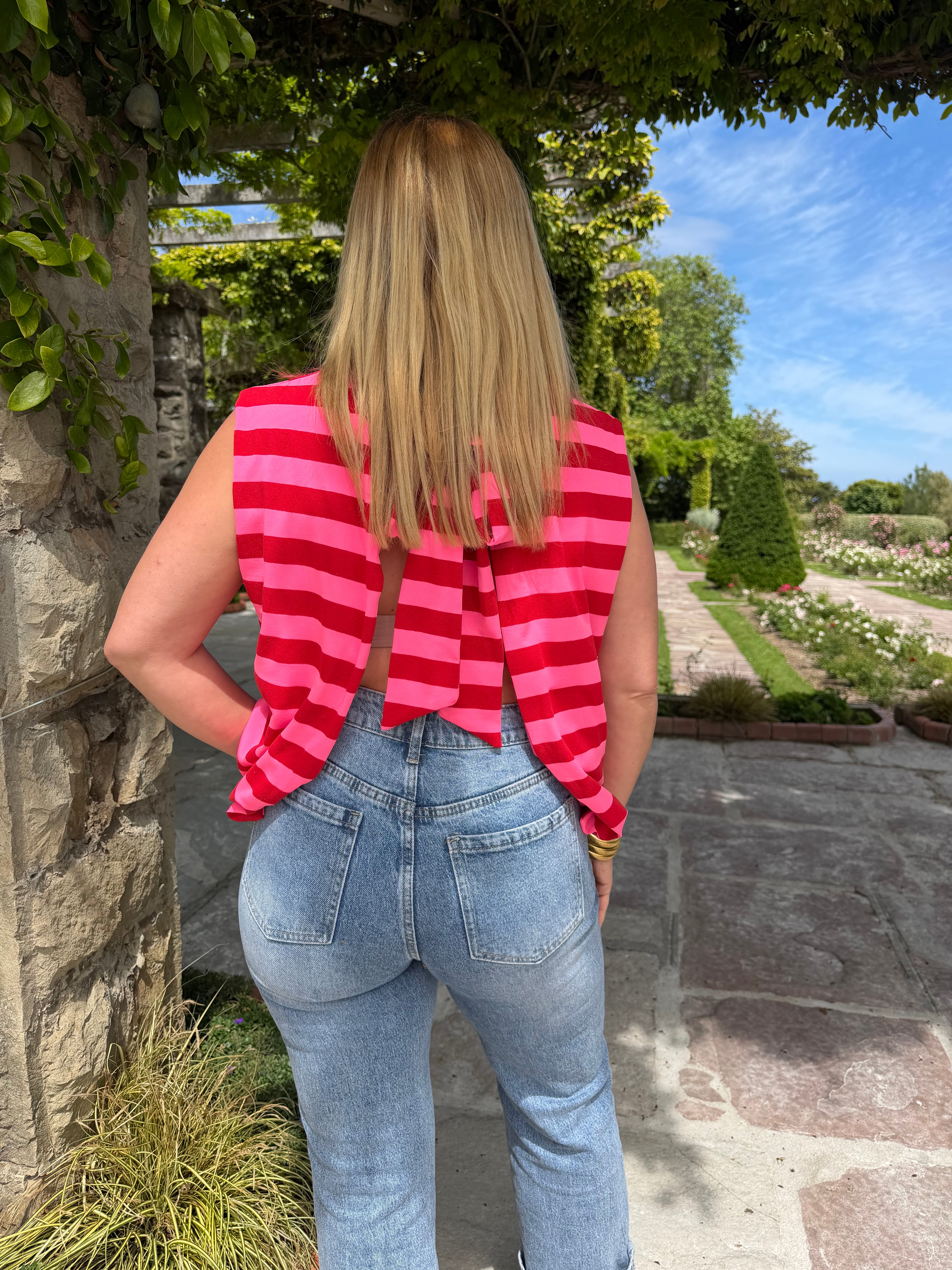 Blusa Rasines Rayas Rosa