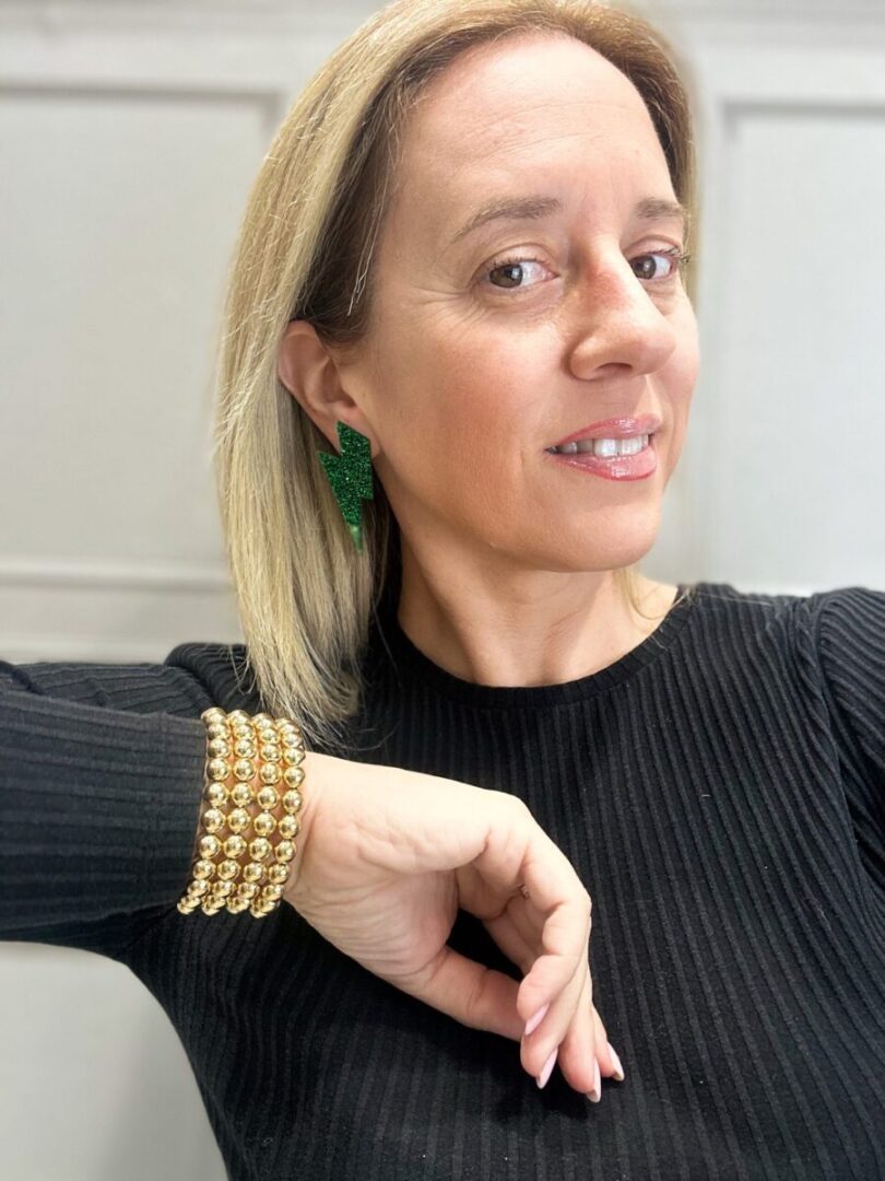 Pendientes All Rayo verde Glitter
