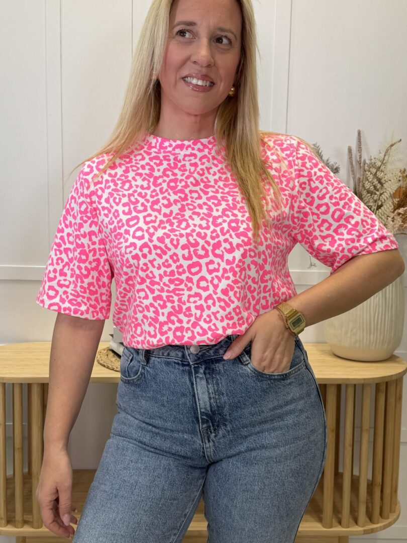Camiseta Cartes Print Rosa