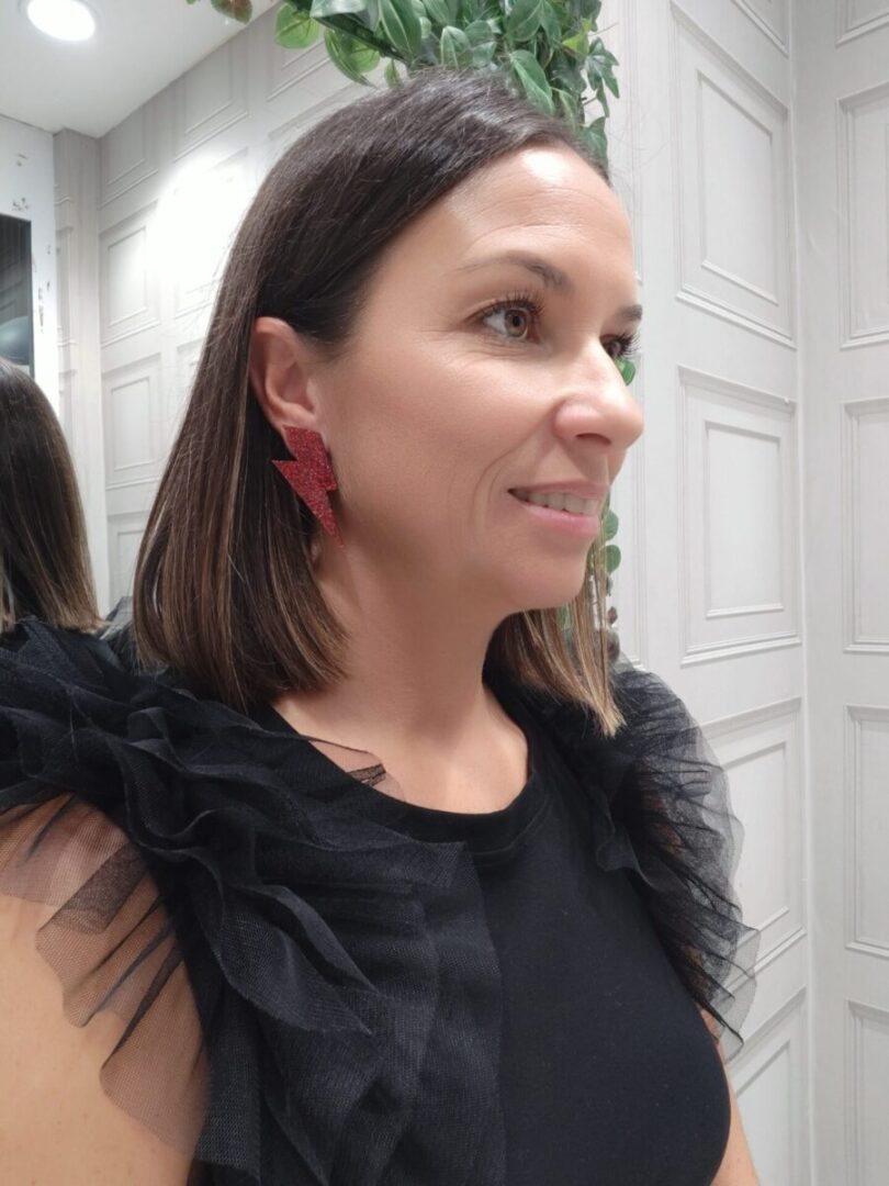Pendientes All Rayo Rojo Glitter