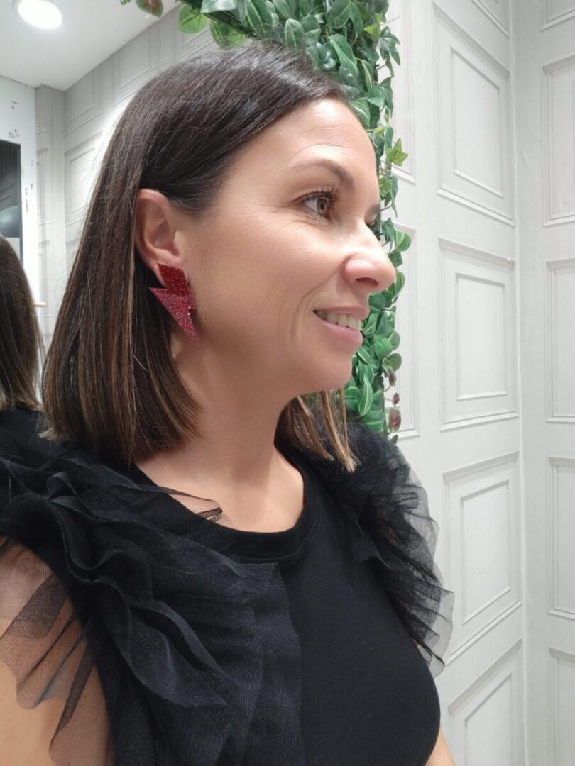 Pendientes All Rayo Rojo Glitter