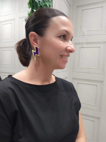Pendientes Rayo Doble Morado