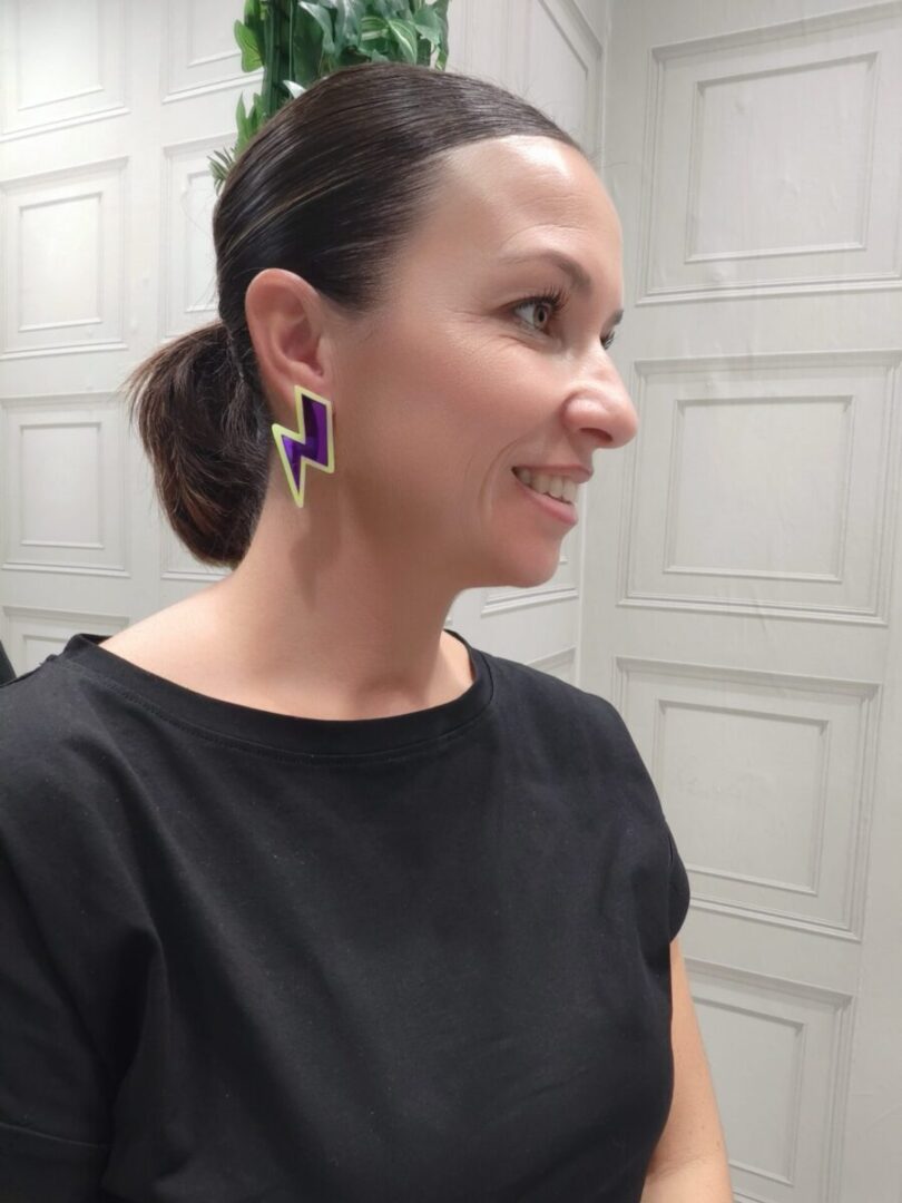 Pendientes Rayo Doble Morado