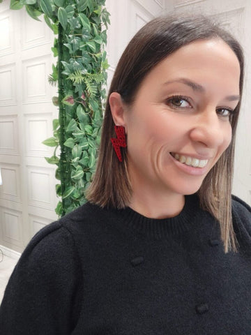 Pendientes Rayo Print Rojo