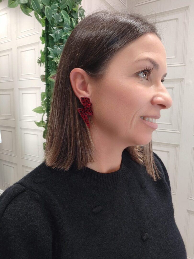 Pendientes Rayo Print Rojo