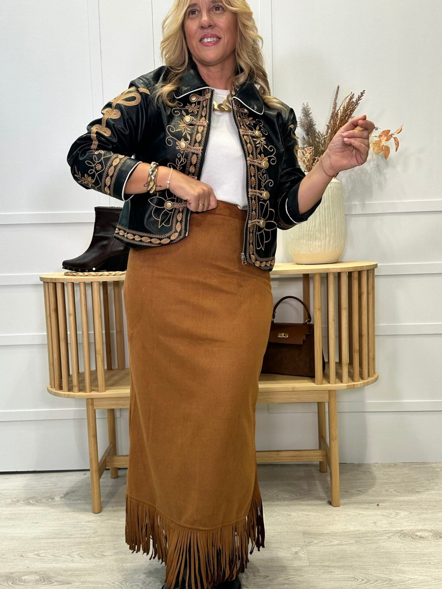 Falda Muñorrodero Camel