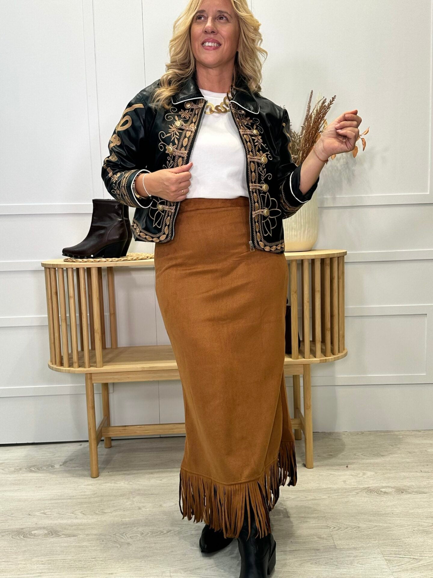 Falda Muñorrodero Camel