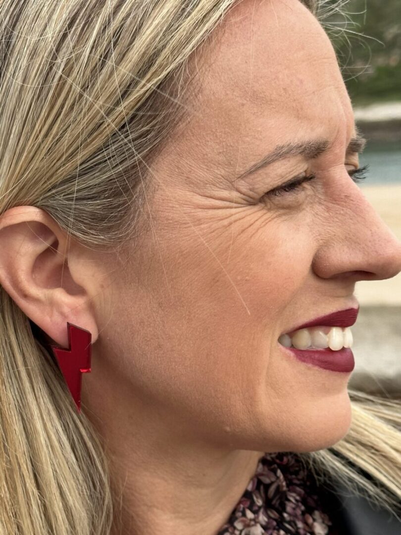 Pendientes Rayo Mediano espejo rojo