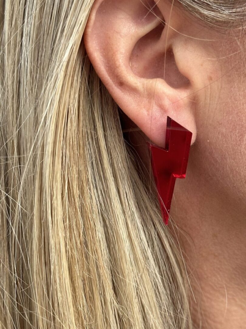 Pendientes Rayo Mediano espejo rojo